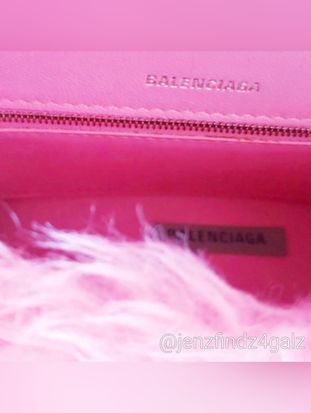 NWT Balenciaga Fluffy Pink Faux Fur Medium Hourglass Top Handle Bag Dustbag Rare - Picture 12 of 13